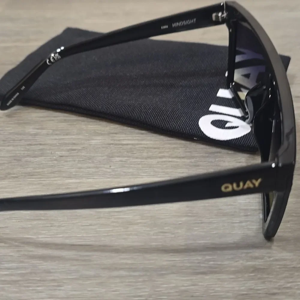Quay Australia Hindsight‎ 51MM Shield Sunglasses- Black/Smoke Green Fade
